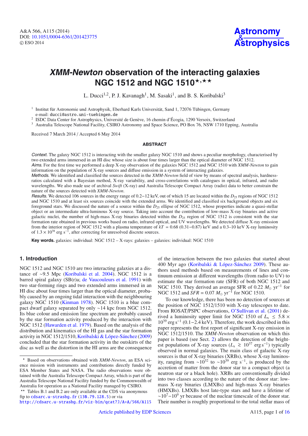 XMM-Newton Observation of the Interacting Galaxies NGC 1512 and NGC 1510�,