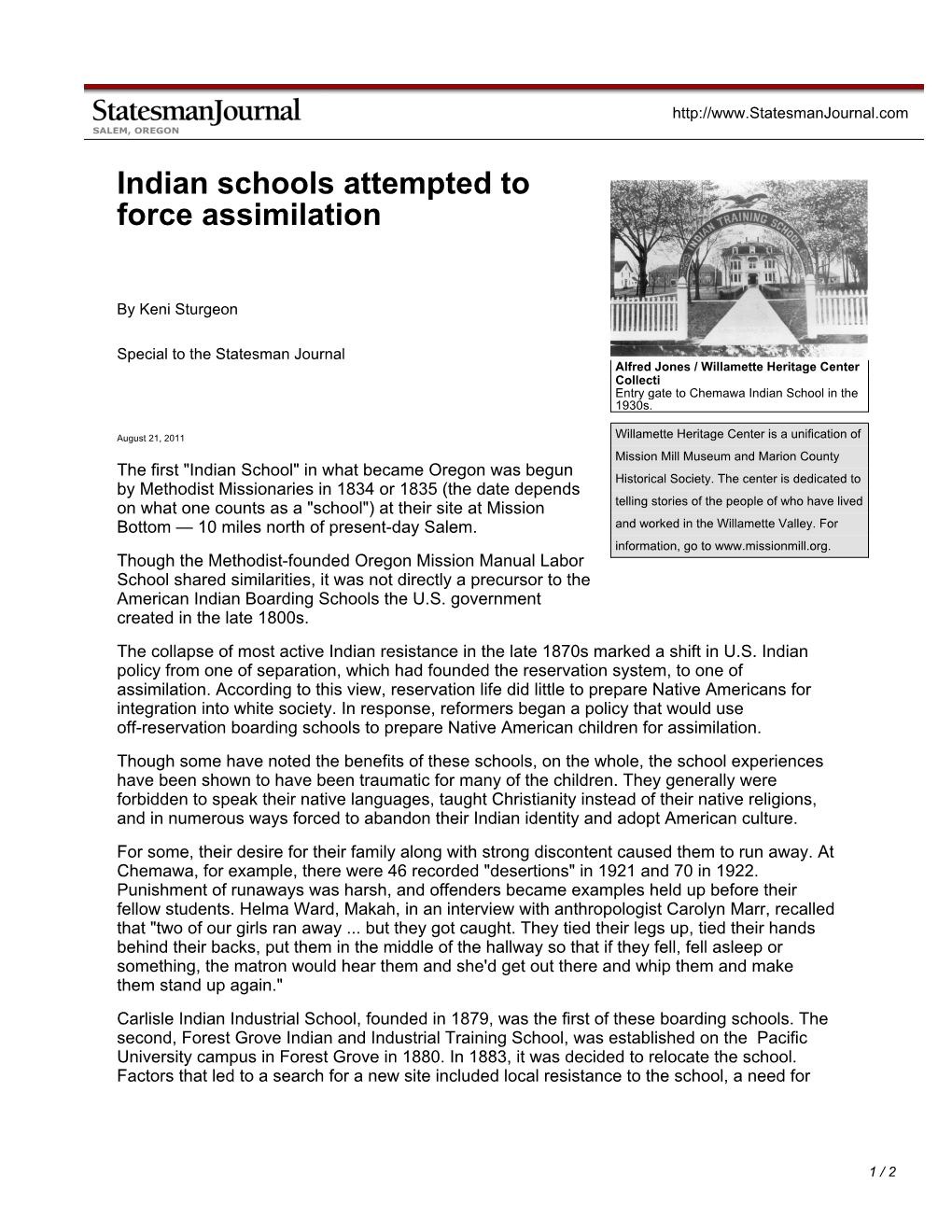 Indian Schools Attempted to Force Assimilation
