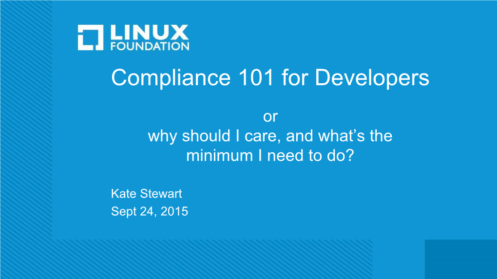 Compliance 101 for Developers