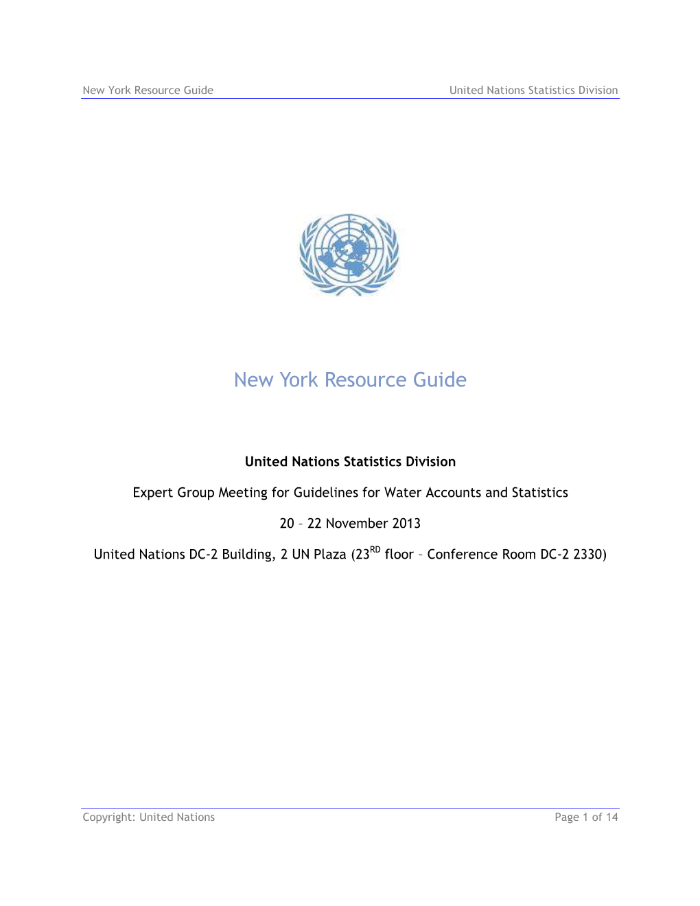 Resource Guide United Nations Statistics Division