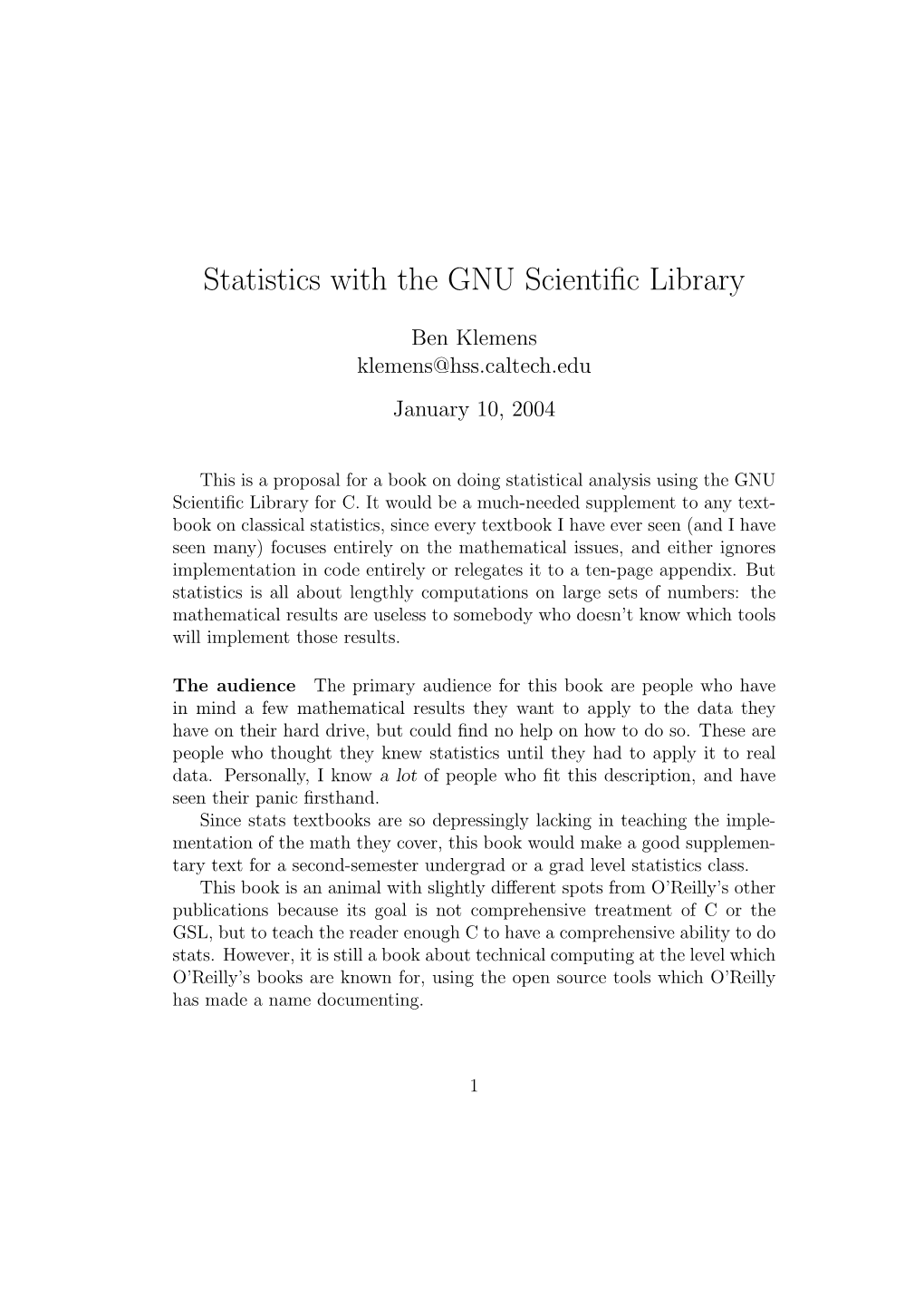 Statistics with the GNU Scientific Library