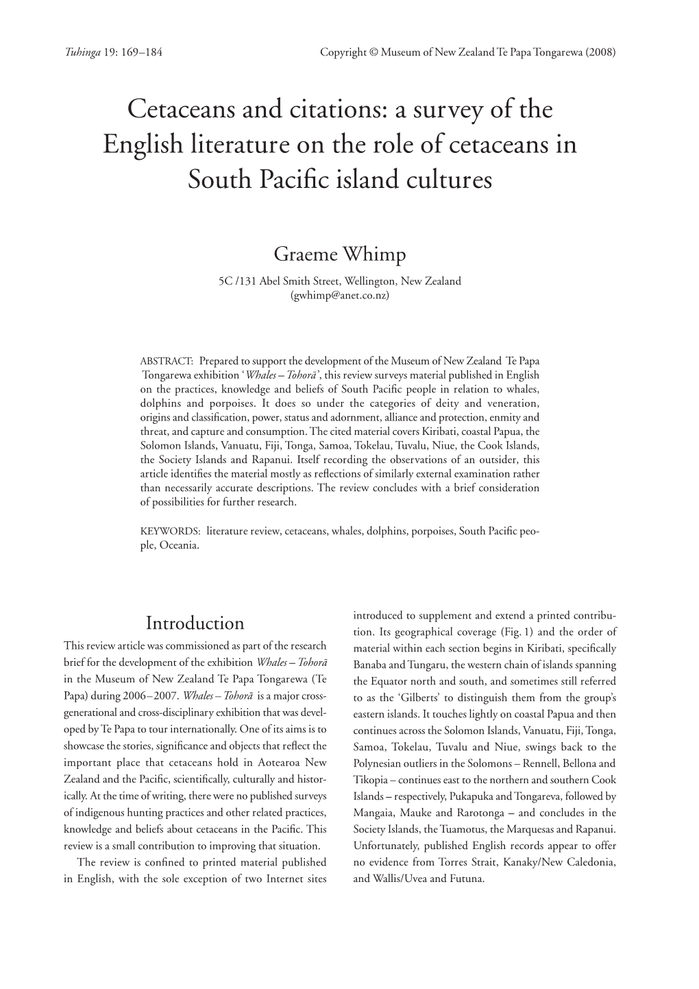 Cetaceans and Citations: a Survey of the English Literature on the Role of Cetaceans in South Paciﬁc Island Cultures
