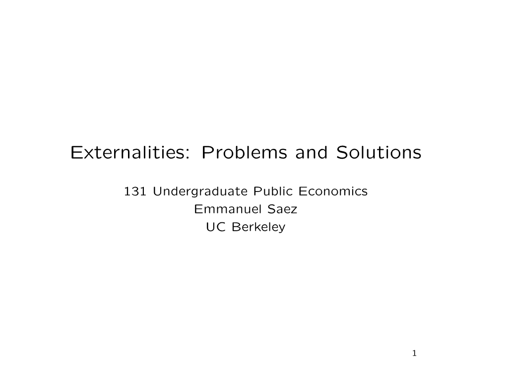 Externalities: Problems and Solutions