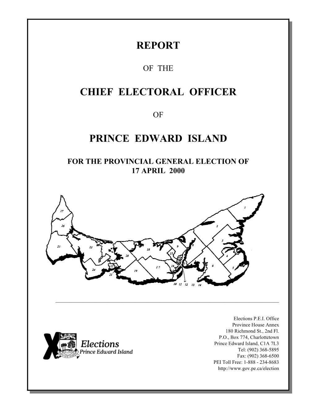 Report of the Chief Electoral Office of Prince Edward Island, 2000