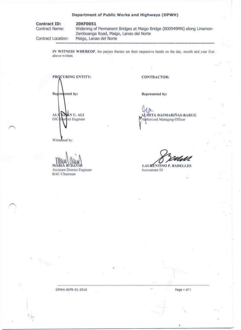 20KF0051 Contract Name: Widening of Permanent Bridges at Maigo Bridg