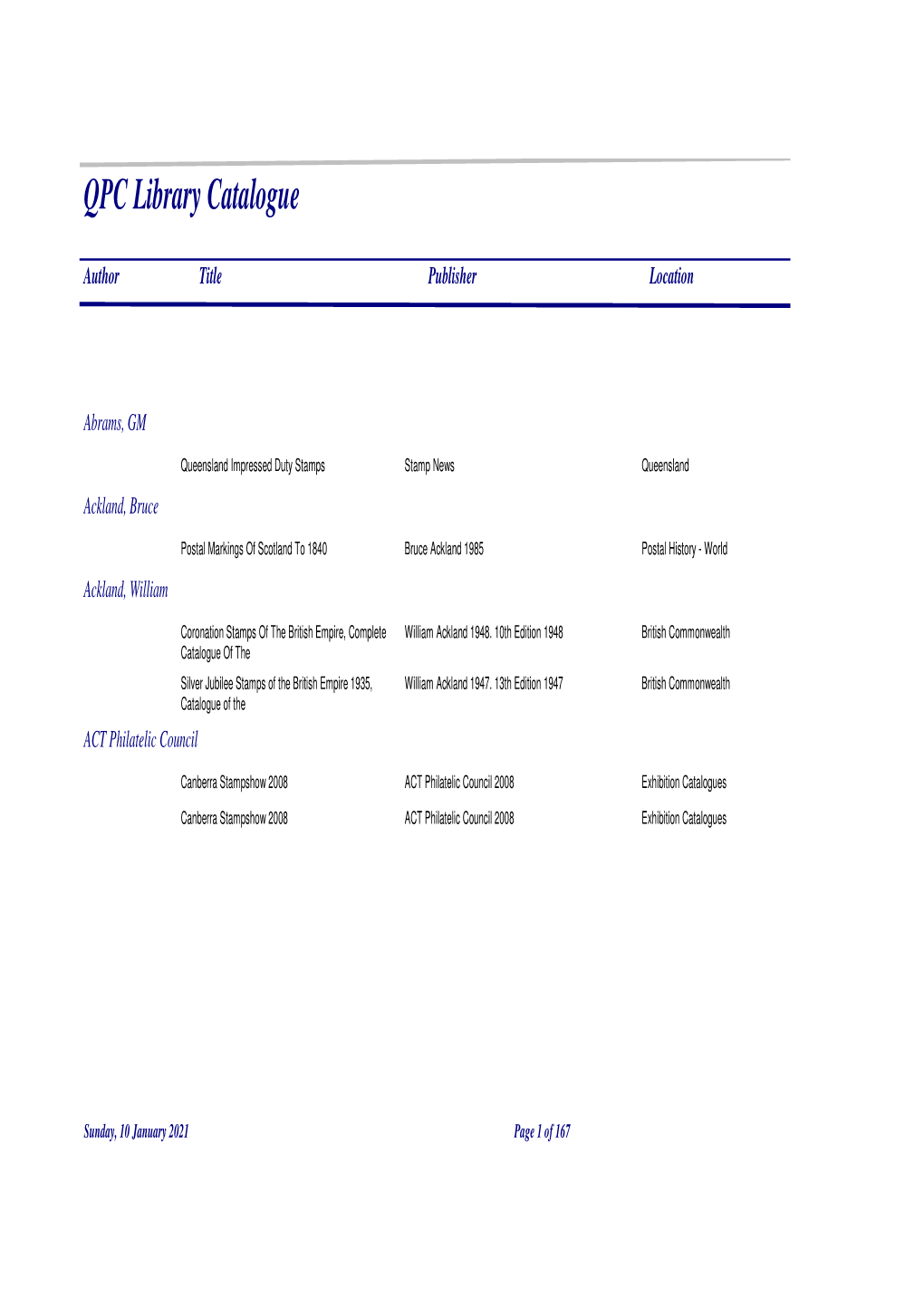 Library Catalogue