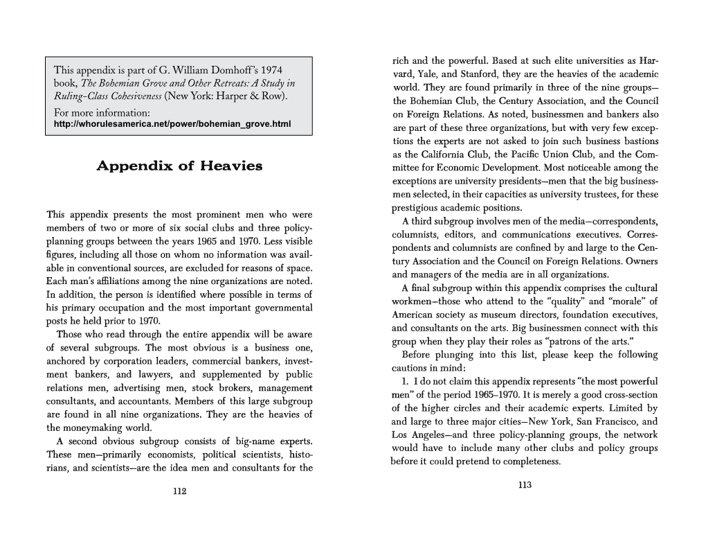 Appendix of Heavies Mittee for Economic Development