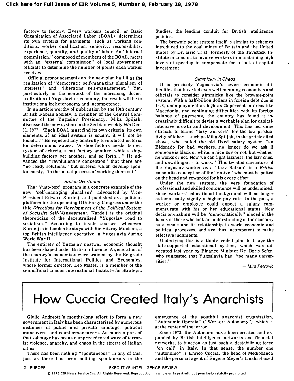 How Cuccia Created Italy's Anarchists