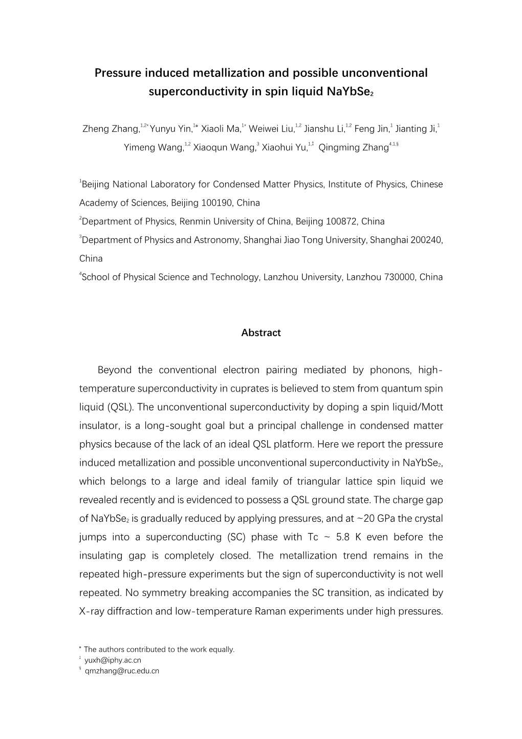 Pressure Induced Metallization and Possible Unconventional