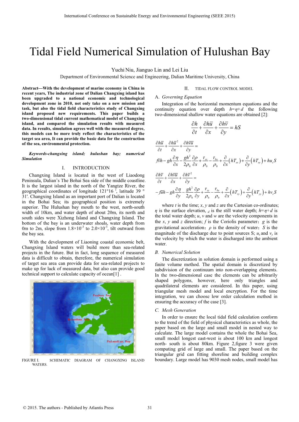 Tidal Field Numerical Simulation of Hulushan Bay