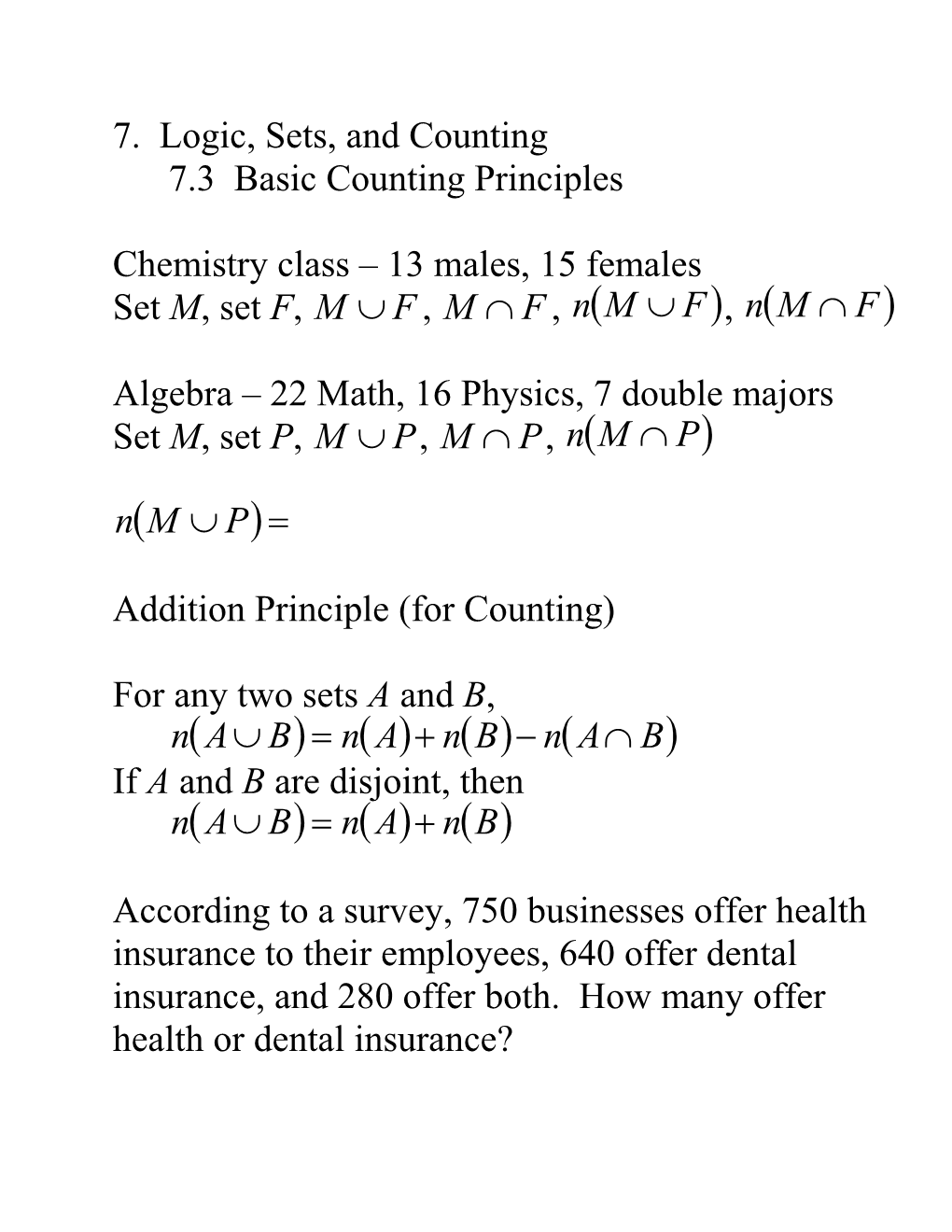 7. Logic, Sets, and Counting