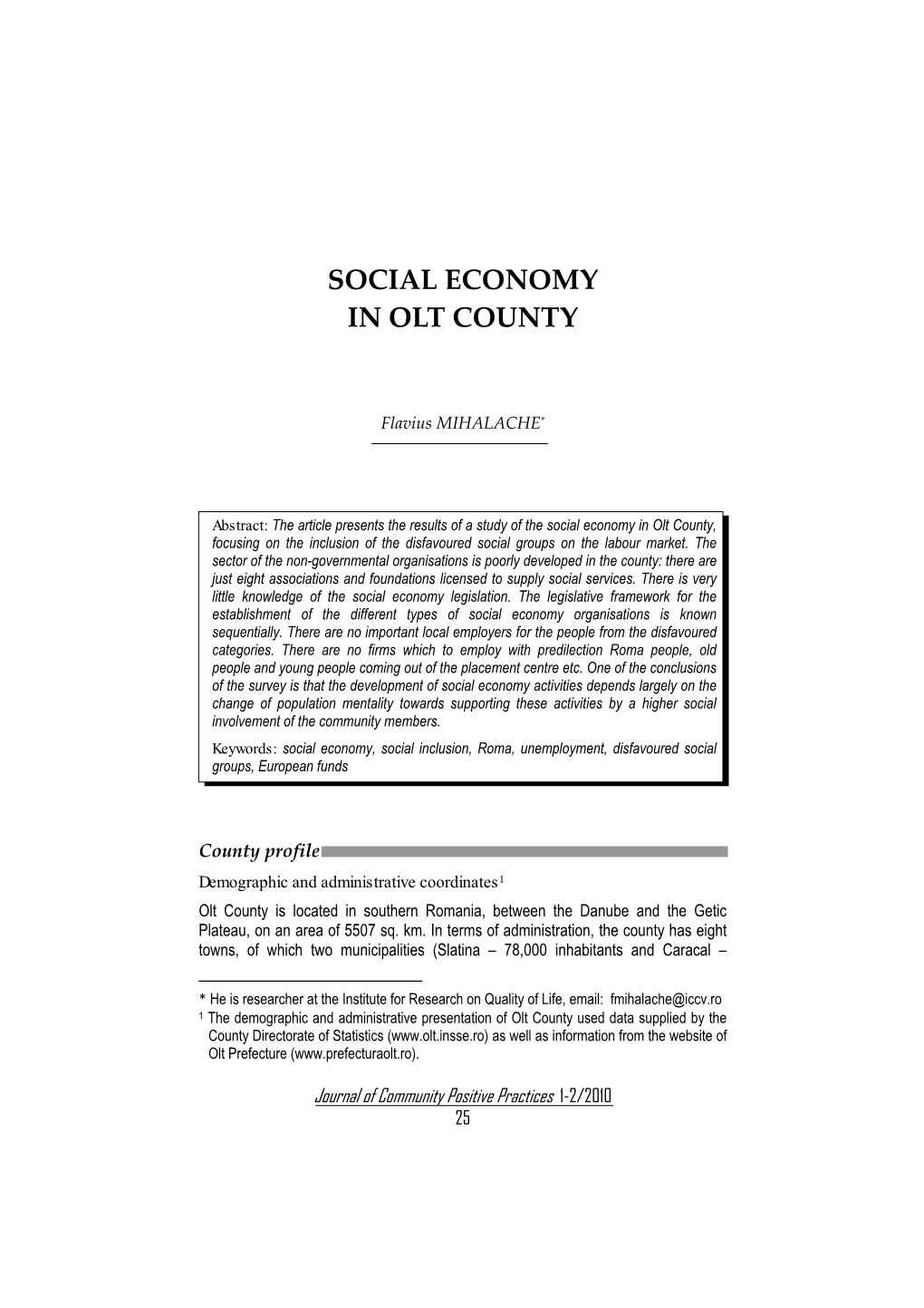 Social Economy in Olt County