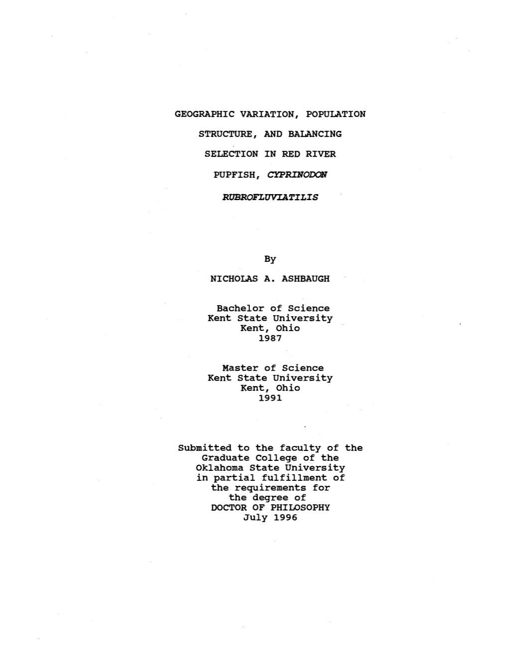 PUPFISH, CYPRINODON RUBROFLUVIATILIS ('TELEOSTEI: CYPRINODONTIDAE) • • • • • • • • • • 2 9 Materials and Methods ••