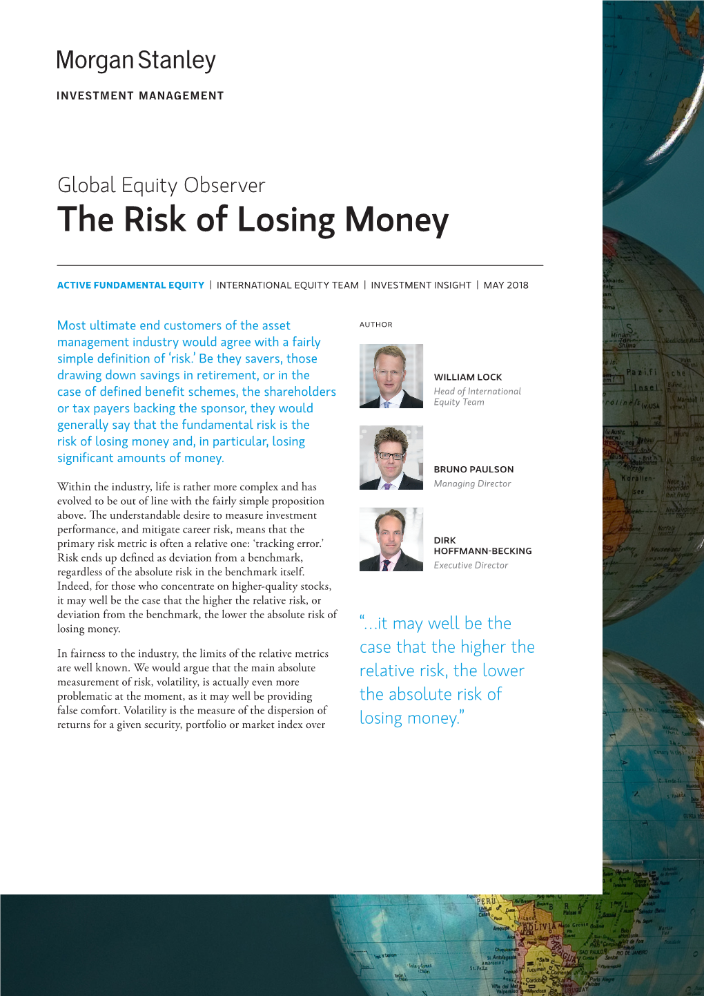 The Risk of Losing Money