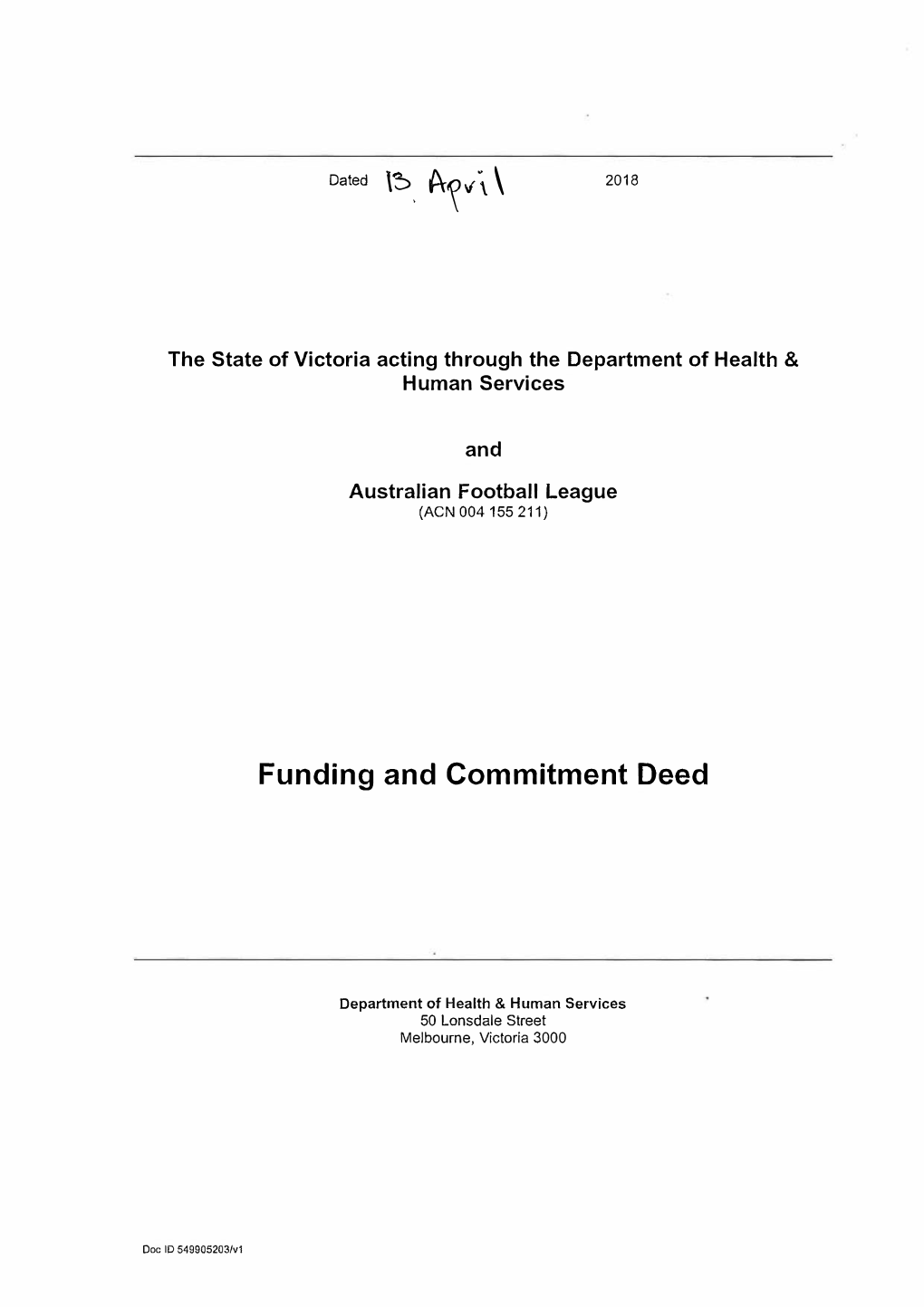 Funding and Commitment Deed
