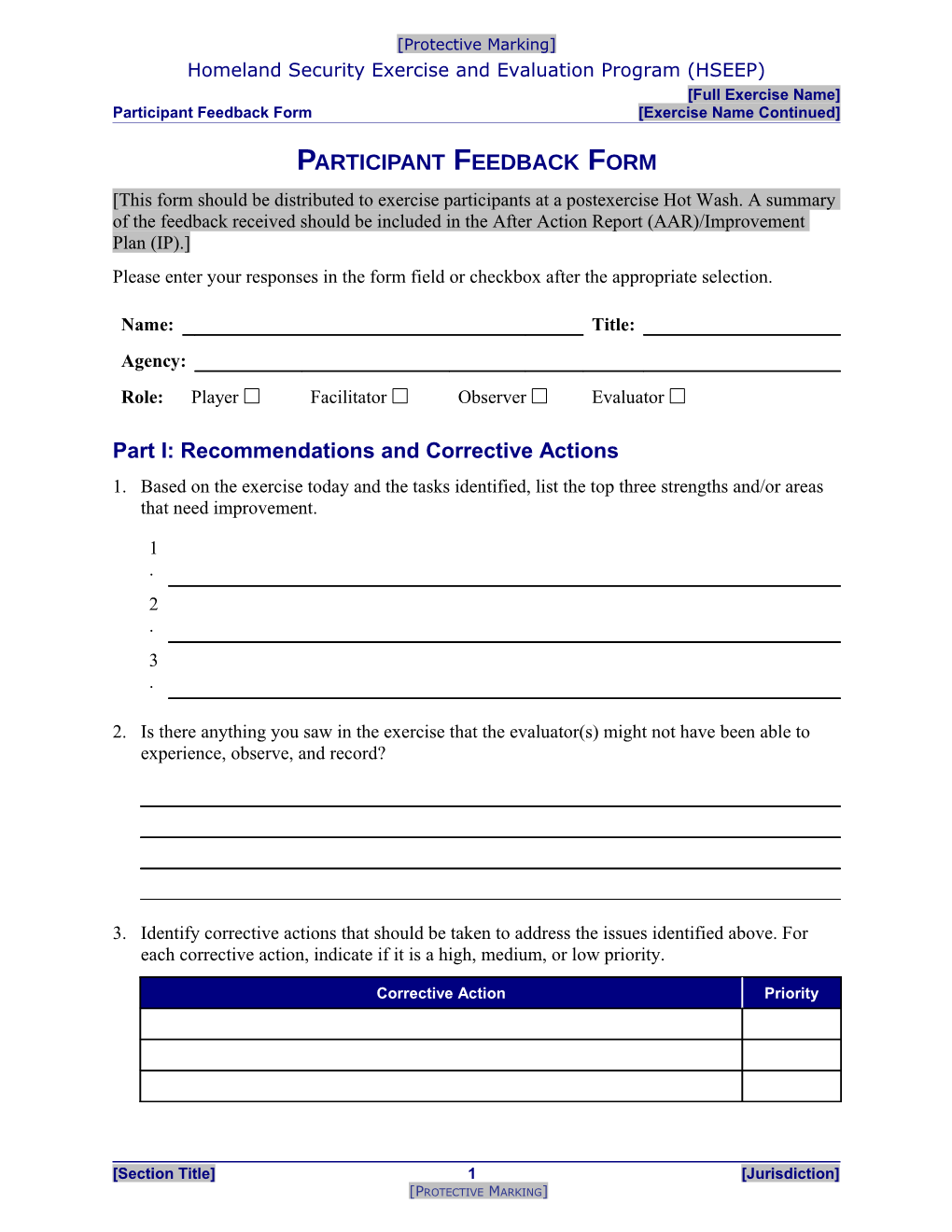 Participant Feedback Form (OB)