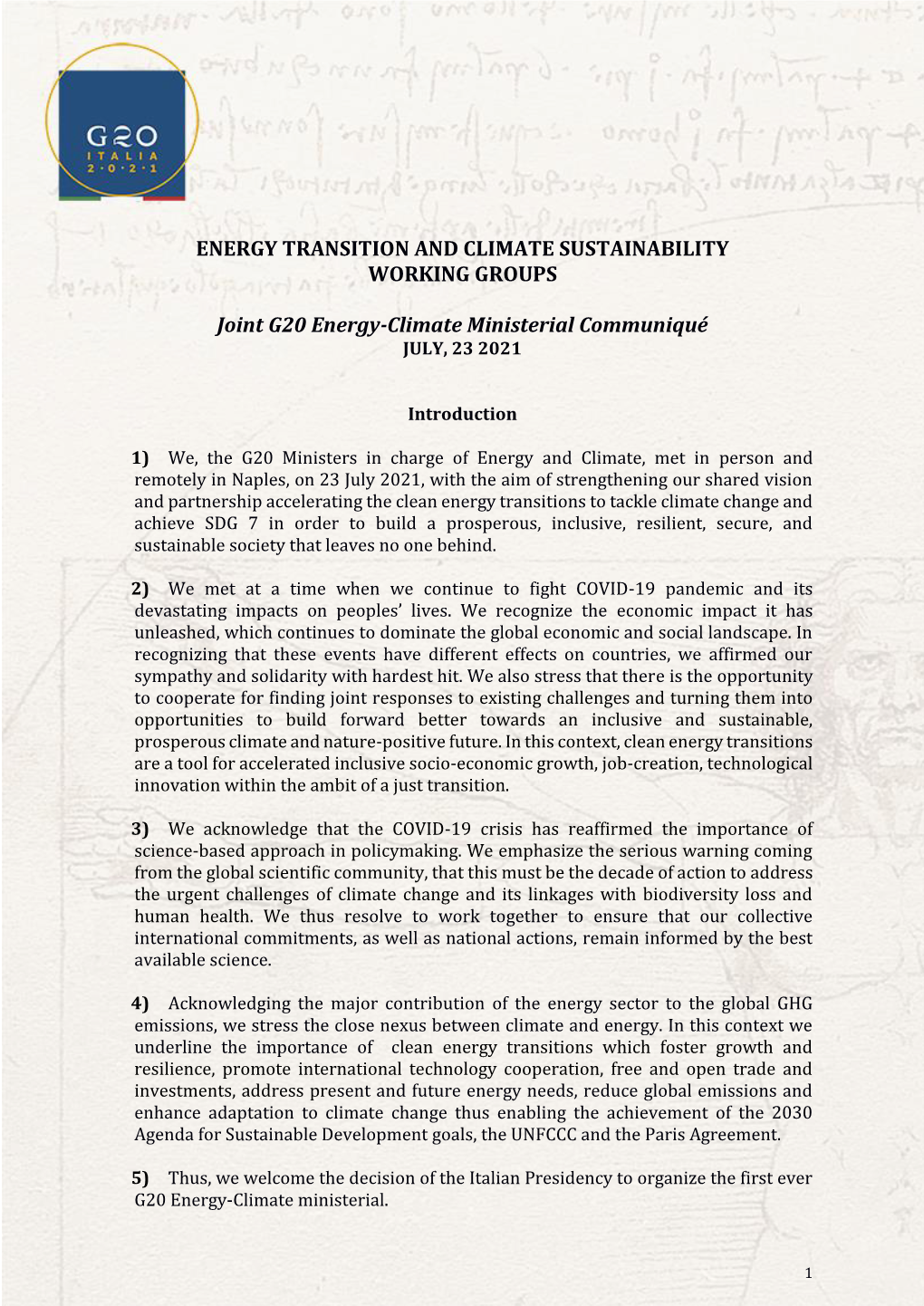 G20 Energy-Climate Joint Ministerial Communiqué