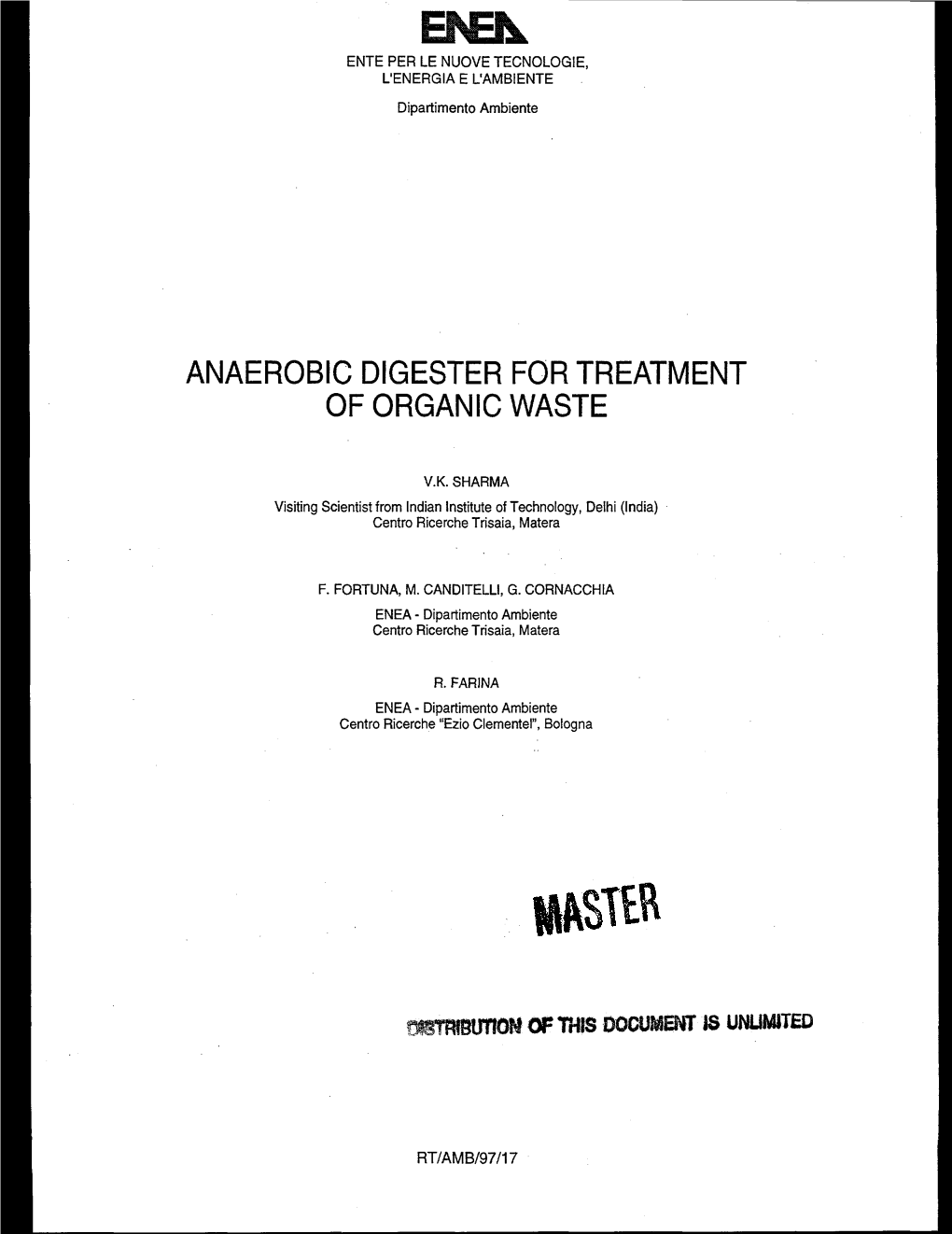 Anaerobic Digester for Treatment of Organic Waste