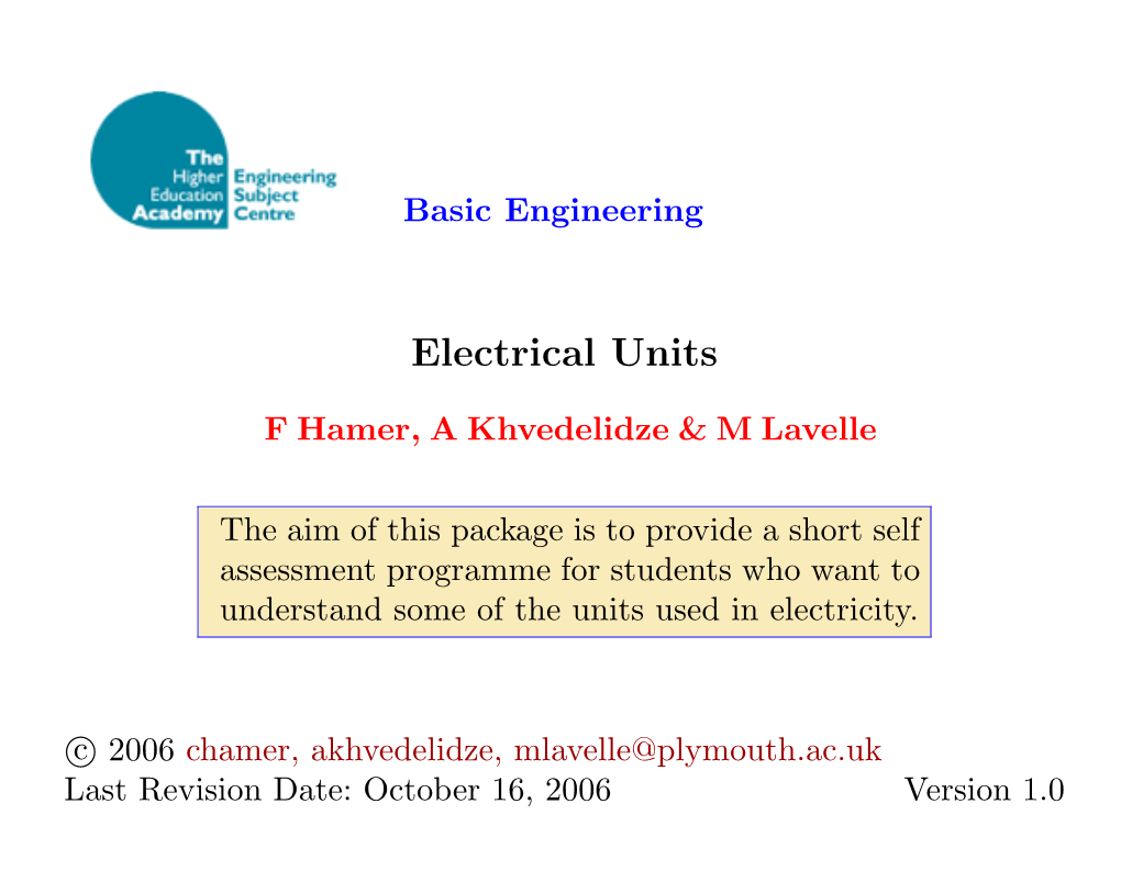 Electrical Units