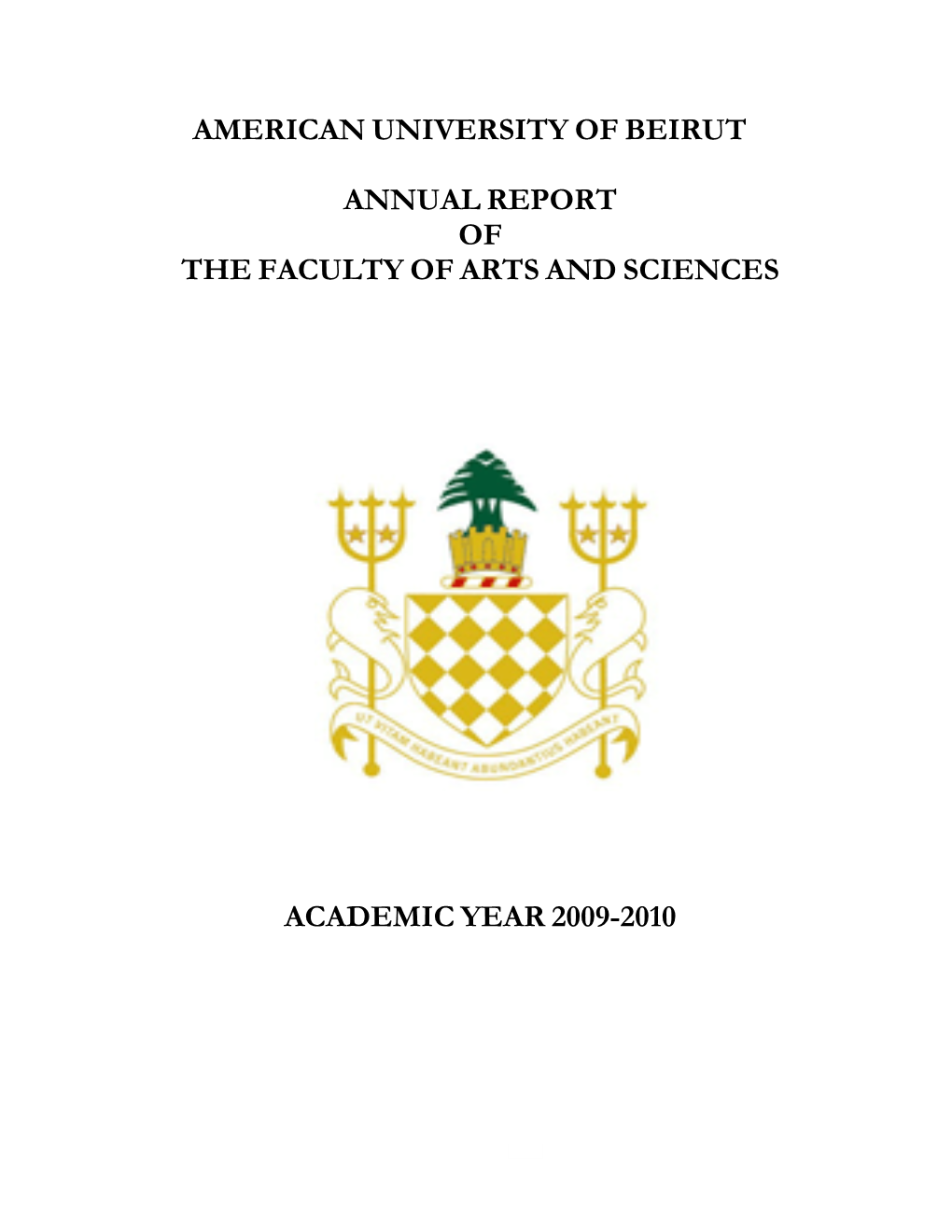 American University of Beirut Annual Report of the Faculty of Arts And