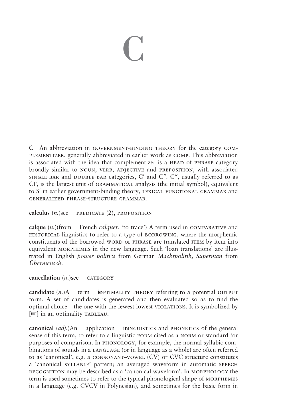 C an Abbreviation in GOVERNMENTHBINDING