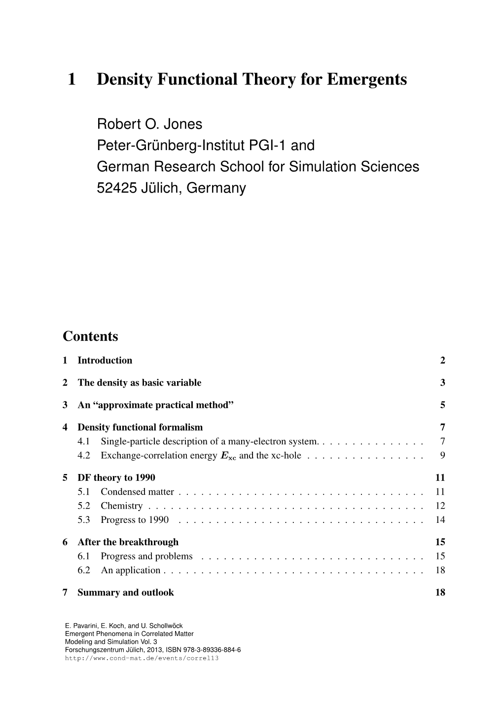 1 Density Functional Theory for Emergents