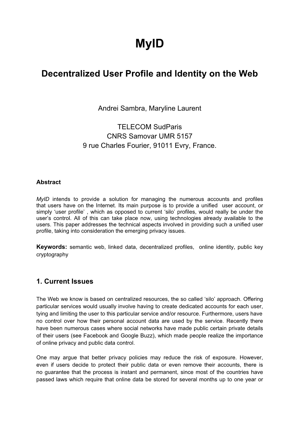 Decentralized User Profile and Identity on the Web