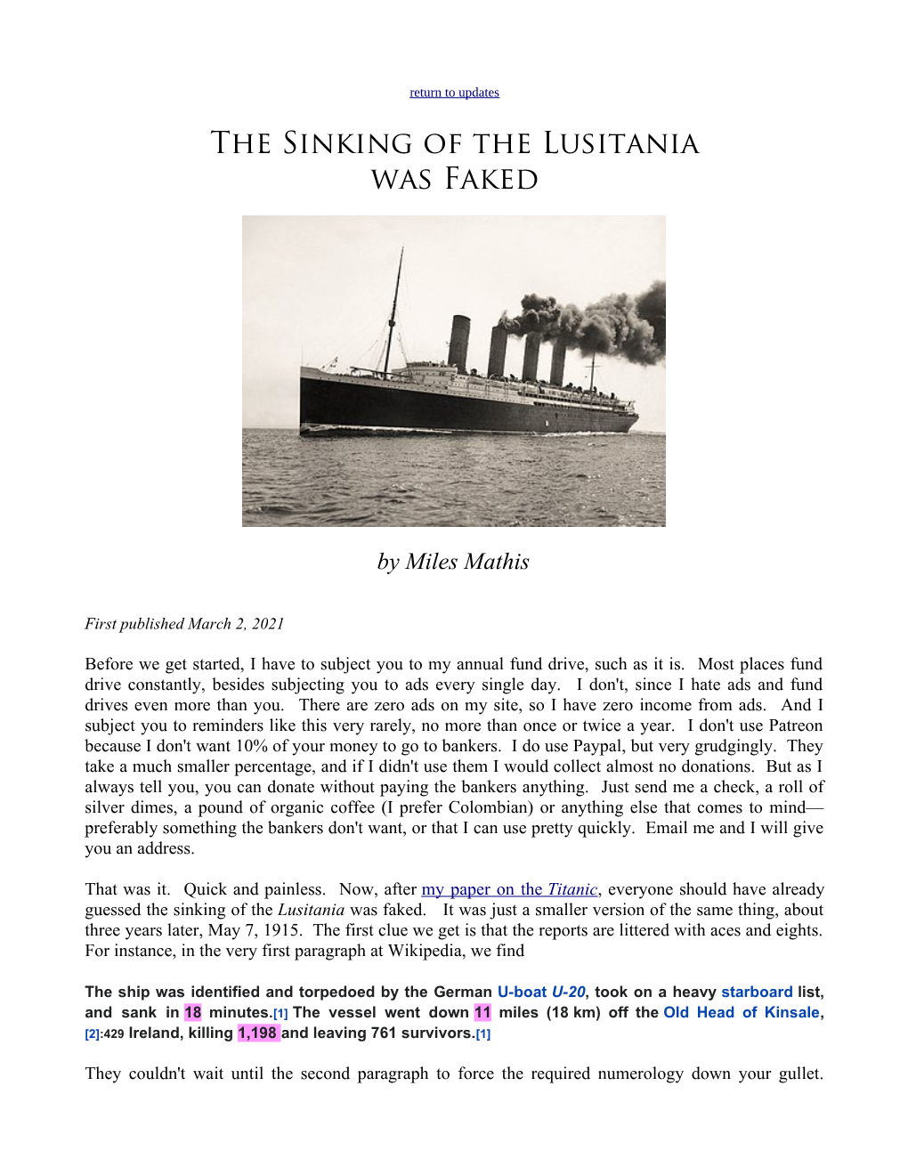 The Sinking of the Lusitania Was Faked