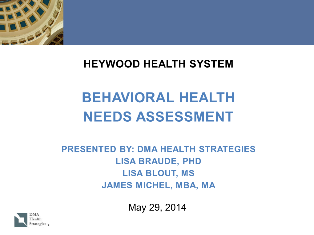 Henry Heywood Memorial Hospital Strategic Planning Guidance