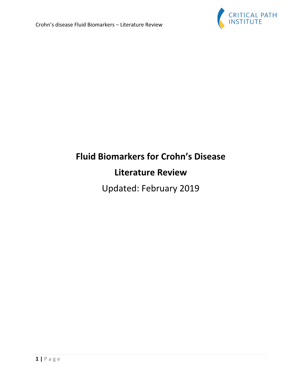 Fluid Biomarkers for Crohn's Disease Literature Review Updated