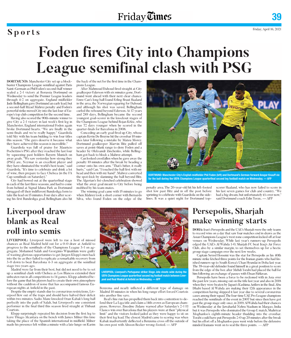Foden Fires City Into Champions League Semifinal Clash with PSG