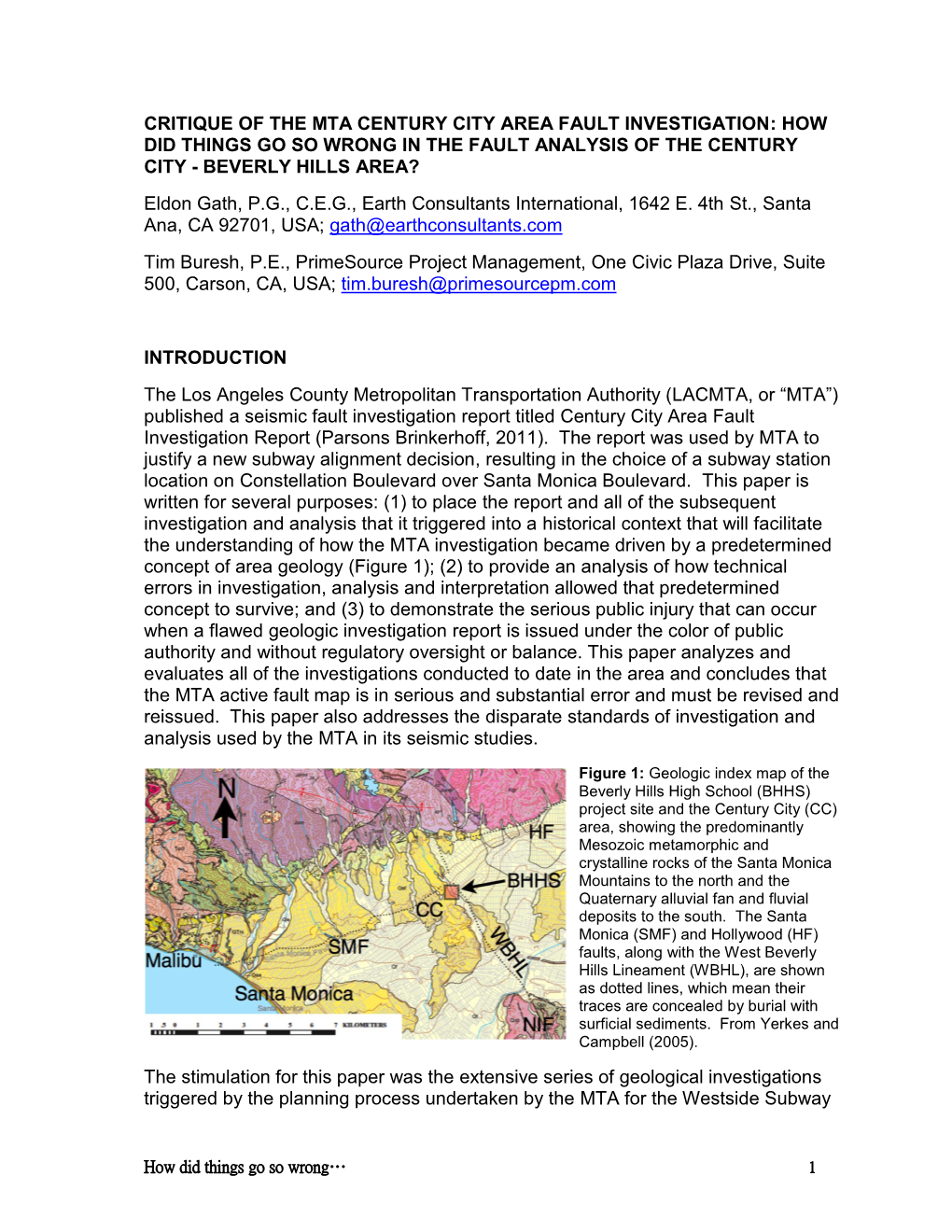 Critique of the Mta Century City Area Fault Investigation