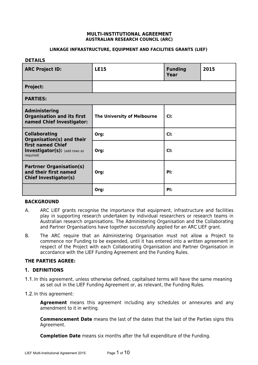 AUSTRALIAN RESEARCH COUNCIL (Arc)