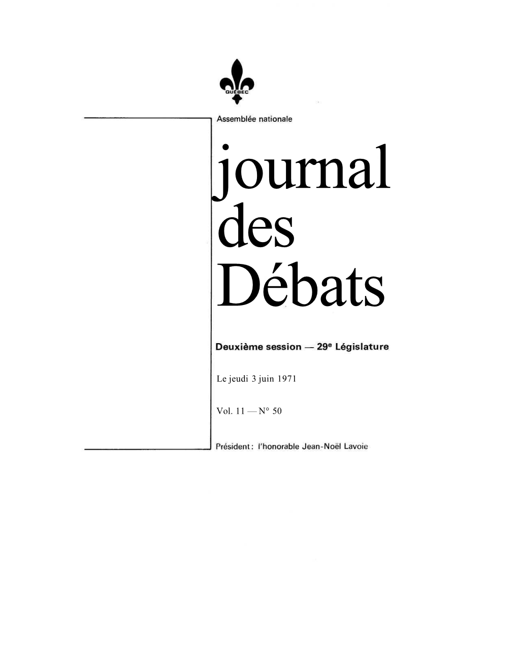 Le Jeudi 3 Juin 1971 Vol. 11