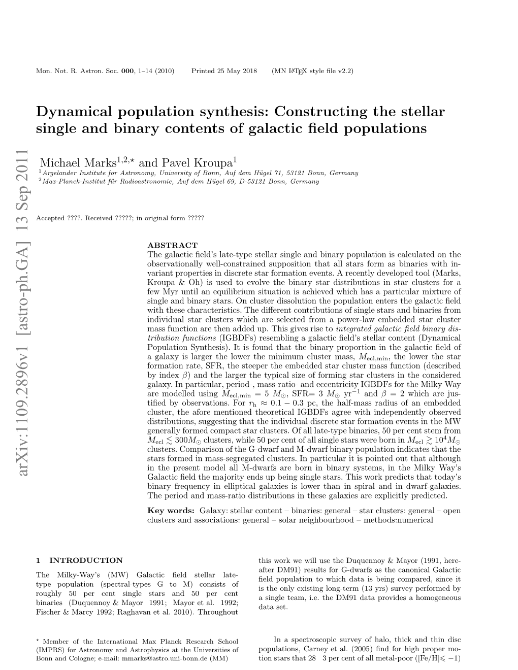 Constructing the Stellar Single and Binary Contents of Galactic Field