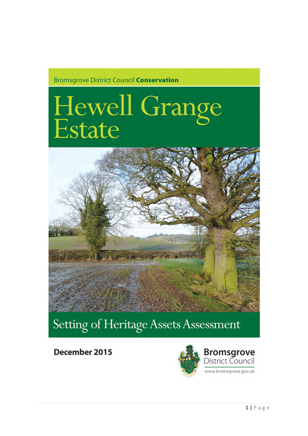 Hewell Grange Estate: Setting of Heritage Assets Assessment