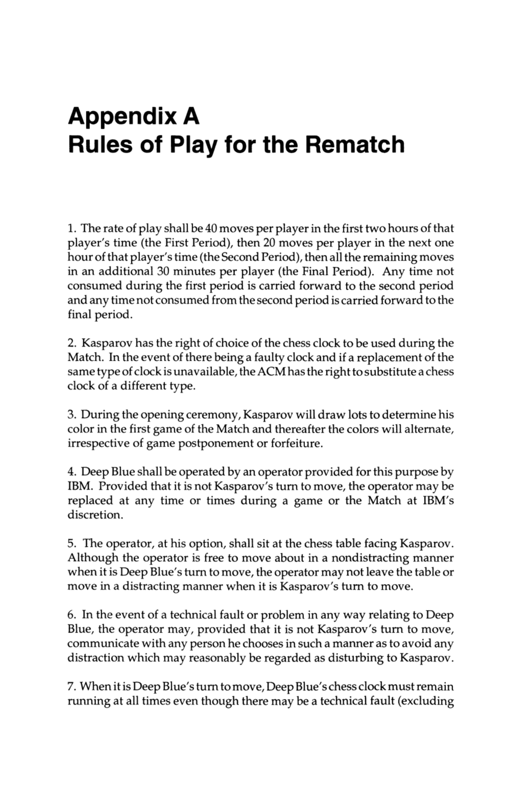 Appendix a Rules of Play for the Rematch