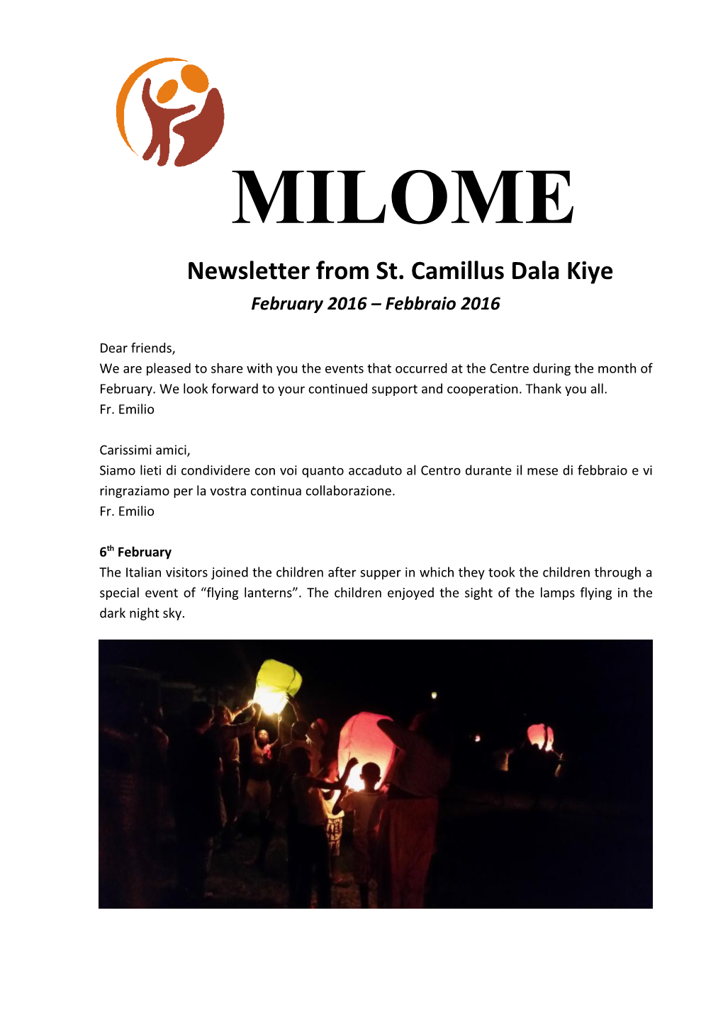 Newsletter from St. Camillus Dala Kiye