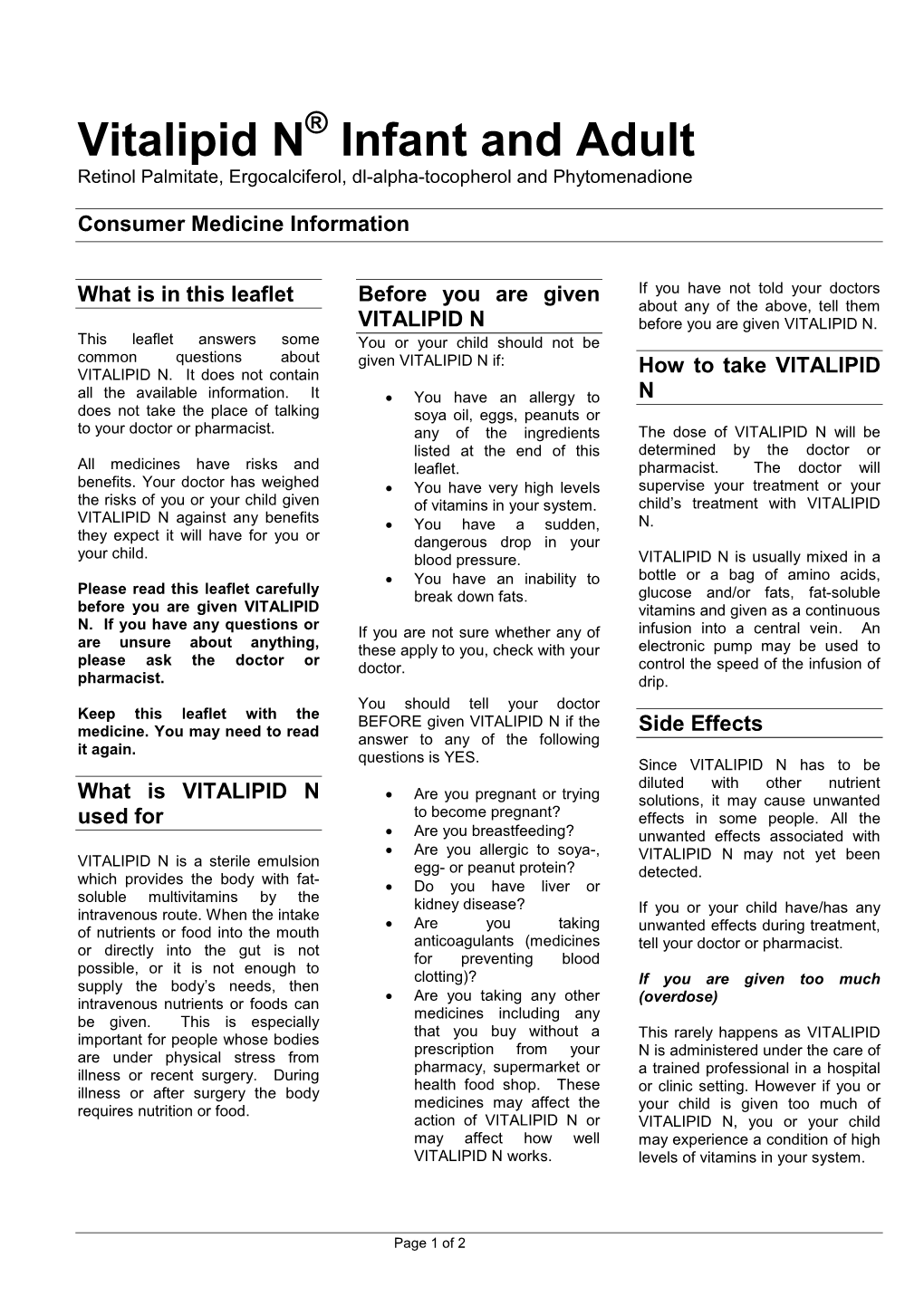 Vitalipid® N Adult and Infant