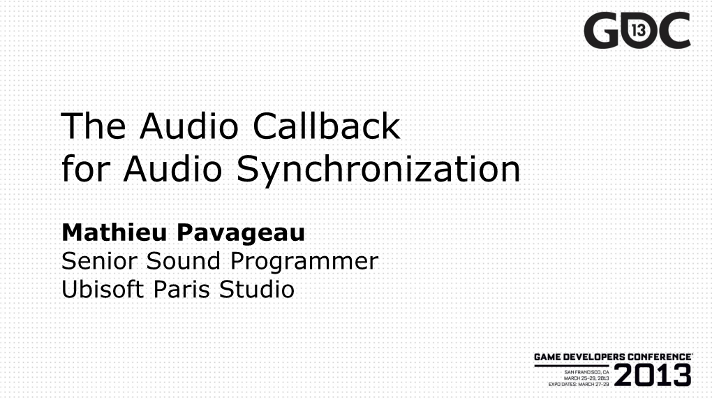 The Audio Callback for Audio Synchronization