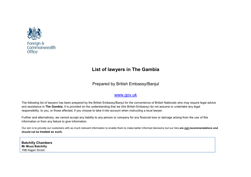 List of Lawyers in the Gambia