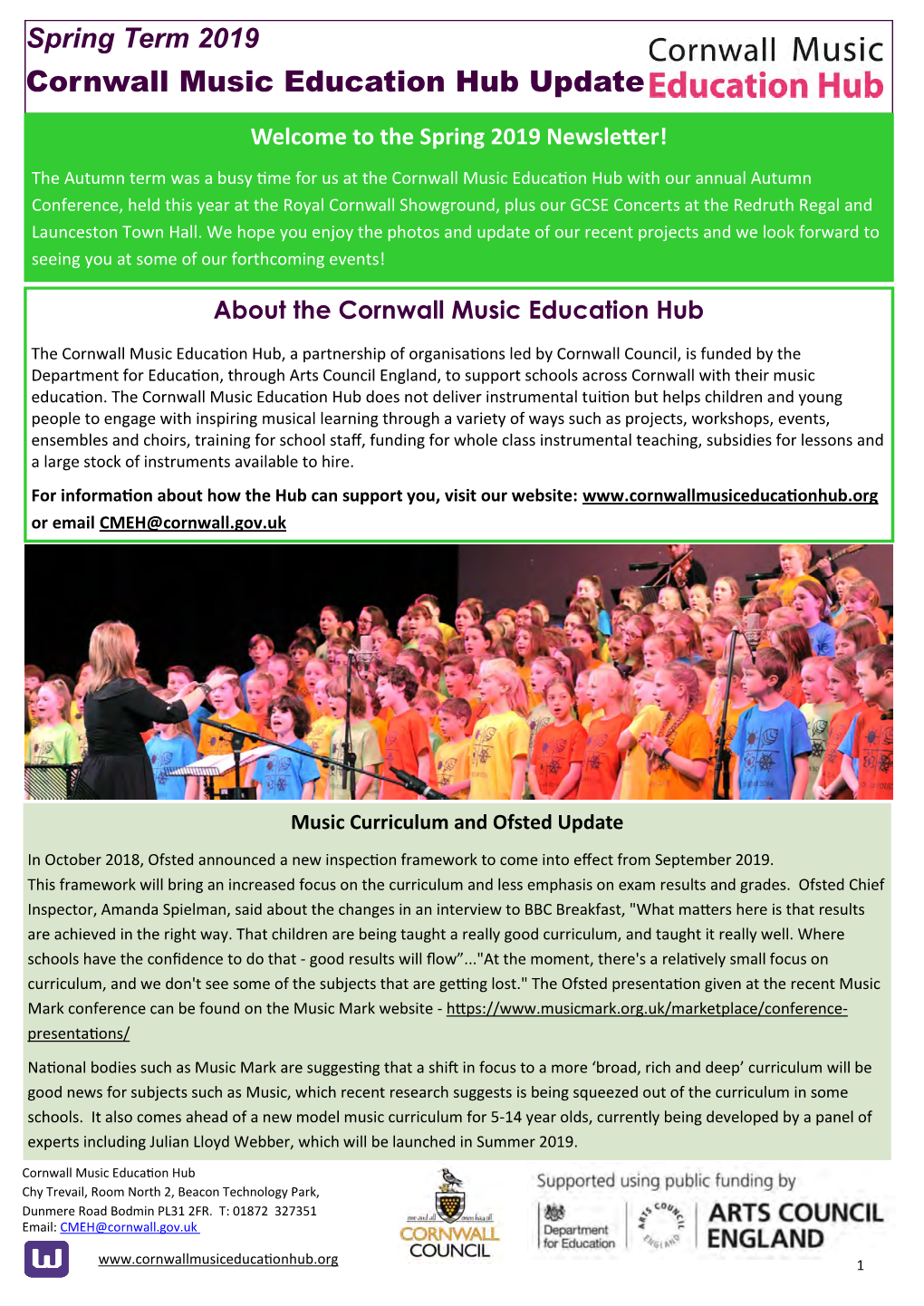 Cornwall Music Education Hub Update