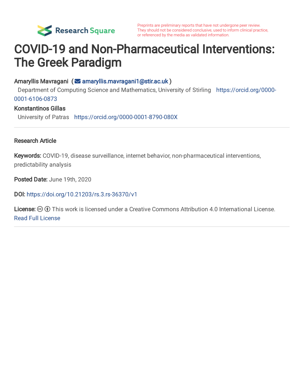 COVID-19 and Non-Pharmaceutical Interventions: the Greek Paradigm
