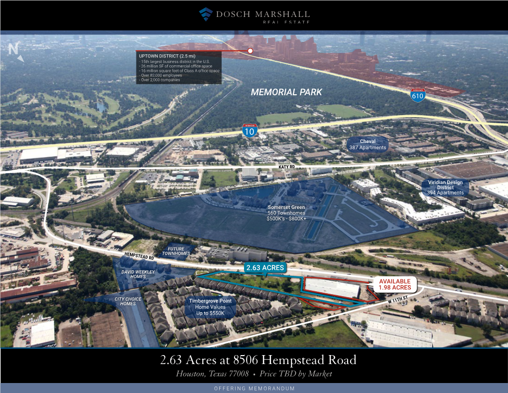 ±2.63 Acres at 8506 Hempstead Road Houston, Texas 77008 • Price TBD by Market