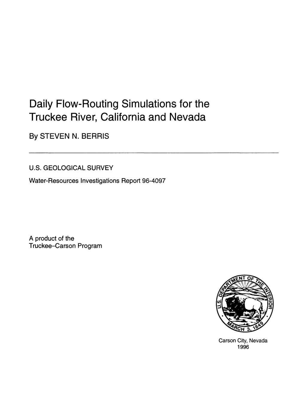 Daily Flow-Routing Simulations for the Truckee River, California and Nevada