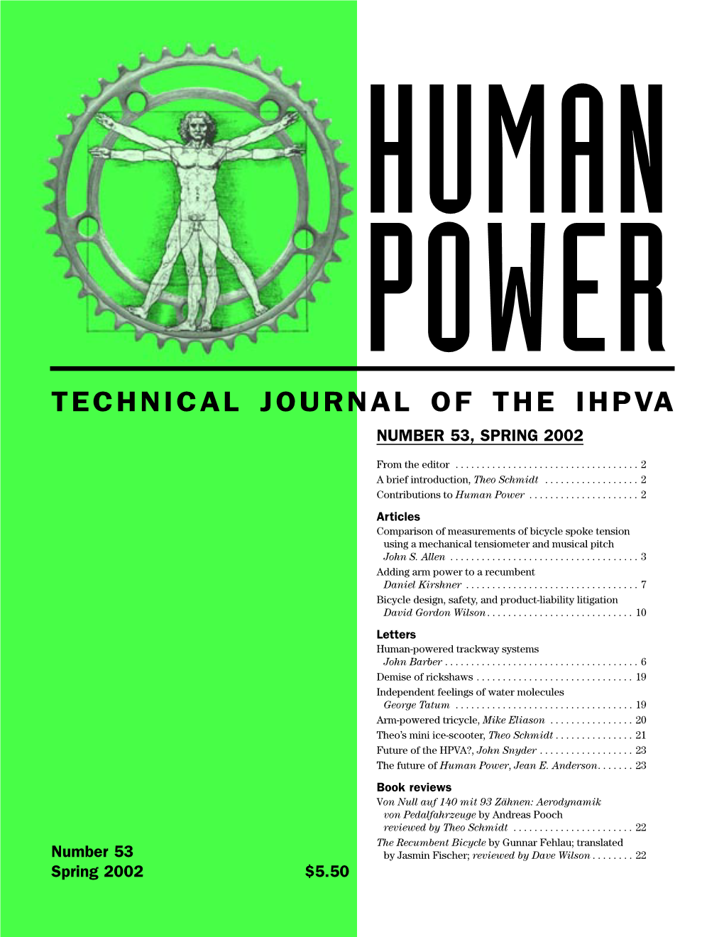 Technical Journal of the Ihpva Number 53, Spring 2002