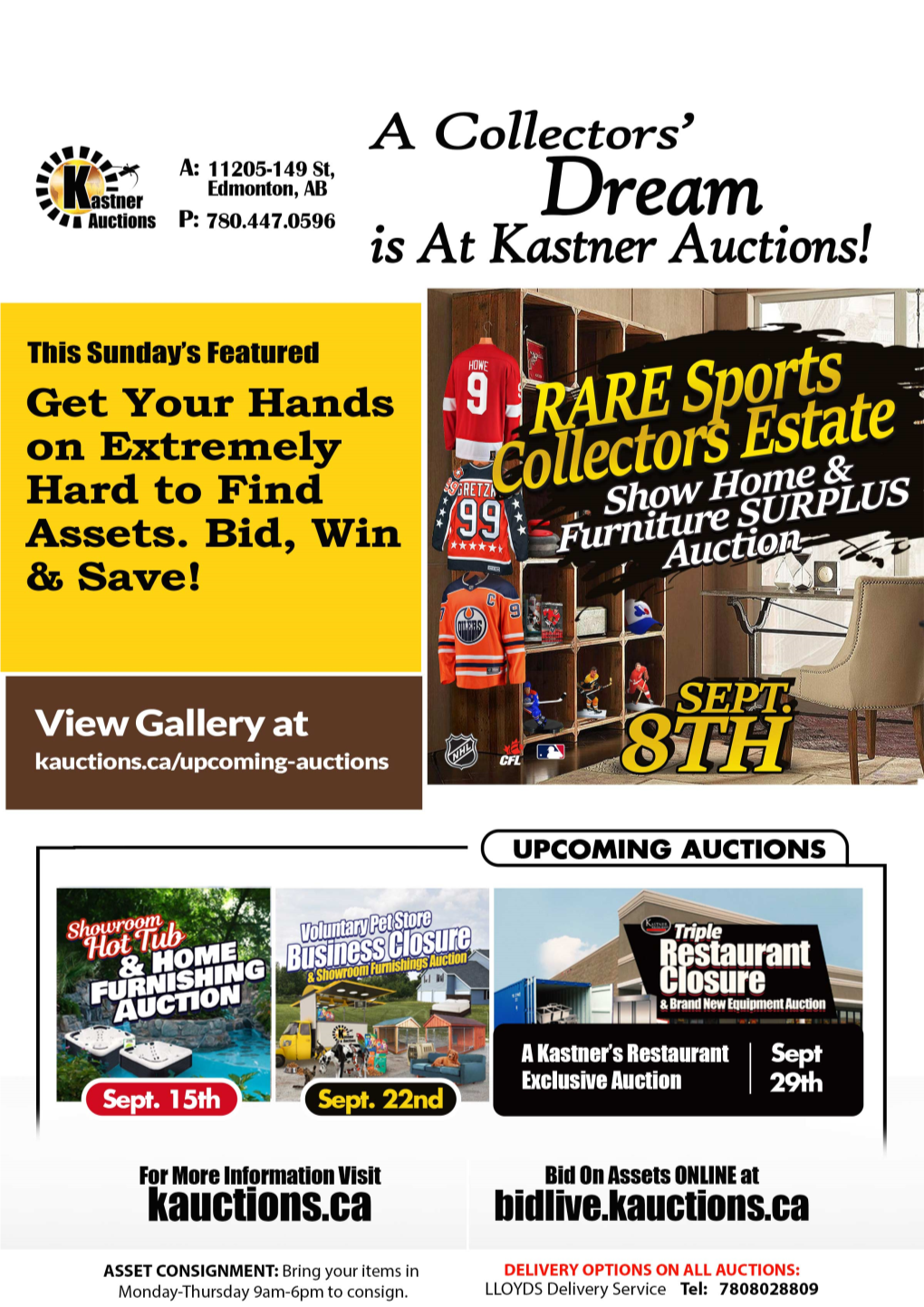 RARE Sports Collectors Estate & Showhome Furnishings Auction 9/8