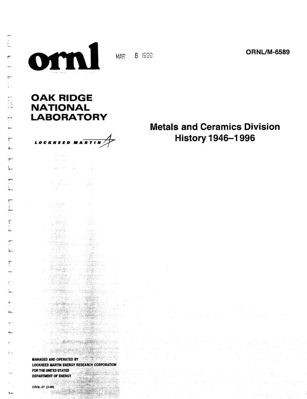 N Metals and Ceramics Division History 1946-L