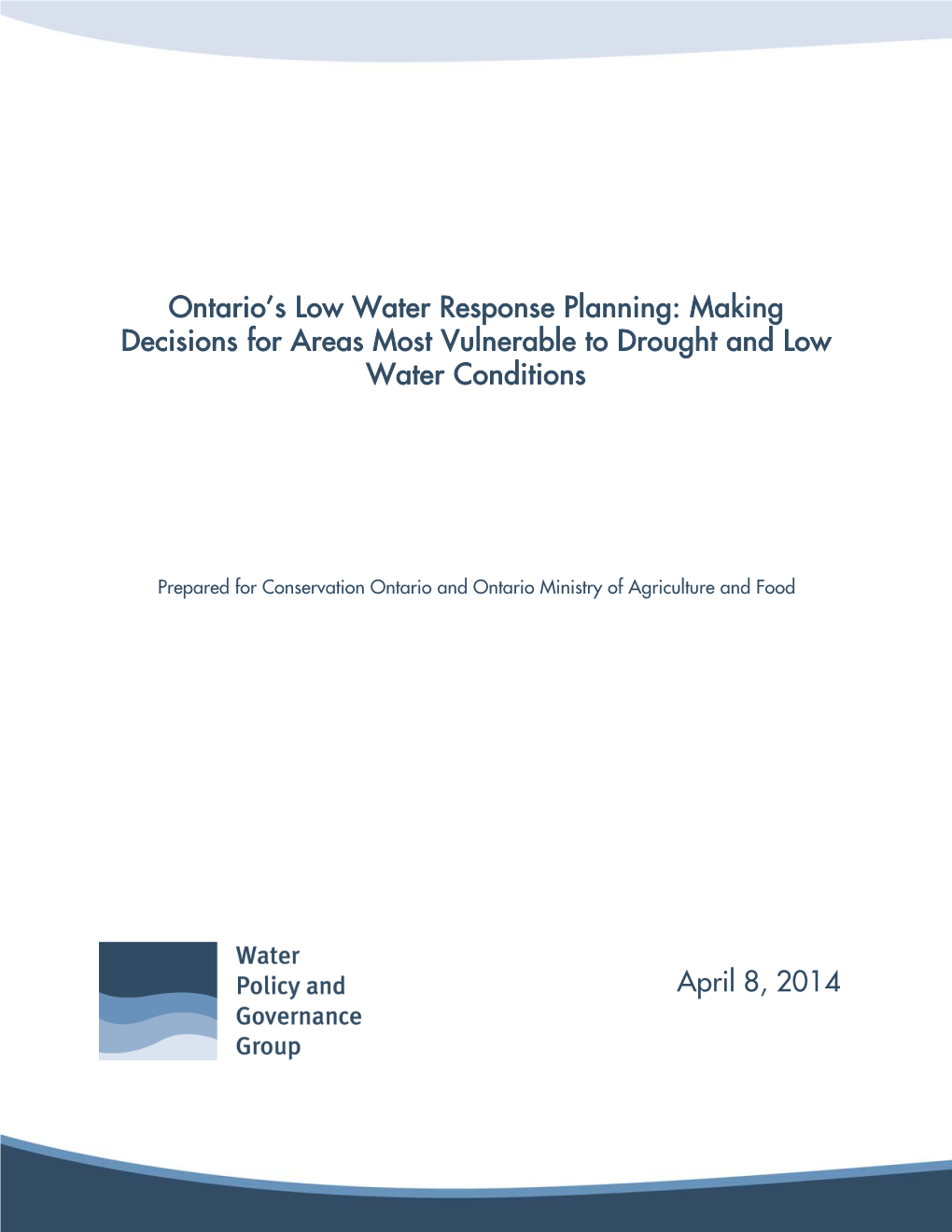 Ontario's Low Water Response Planning