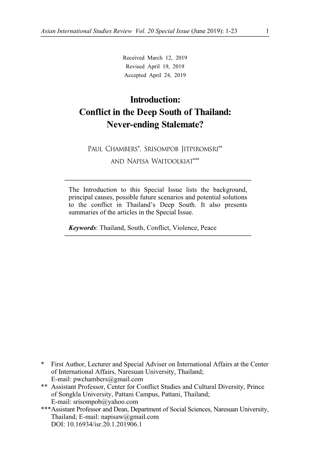 2-1. Introduction, Conflict in the Deep South of Thailand Never-Ending